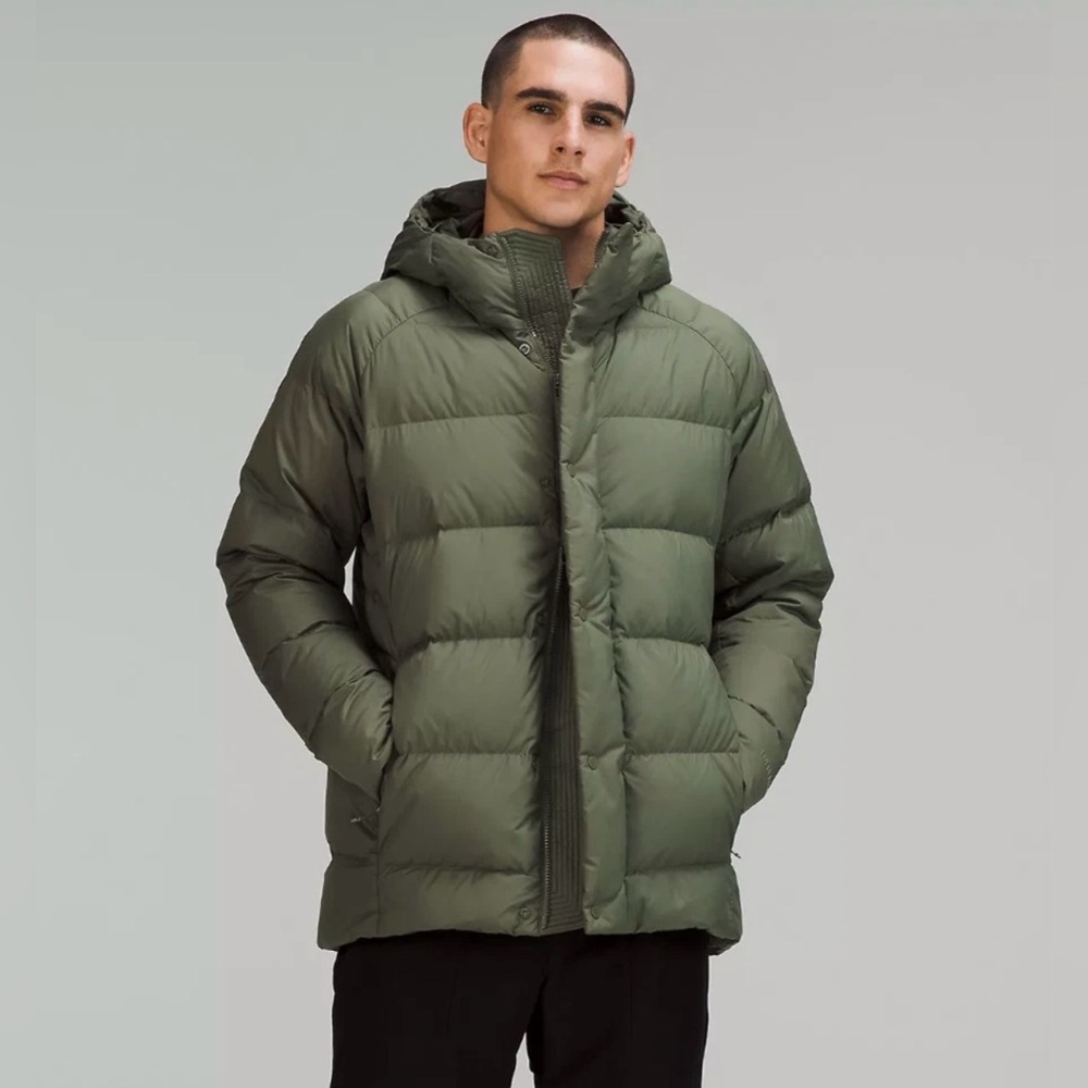 Lululemon Wunder Puff 600 Down Fill Jacket Hoodie Men's Medium Olive Size: XL
